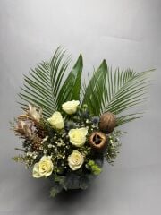 Heloise Deluxe Turuncu Beyaz Gül Buketi