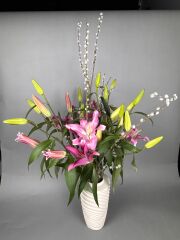 Firecracker Protealı Rengarenk Beyaz Vazo